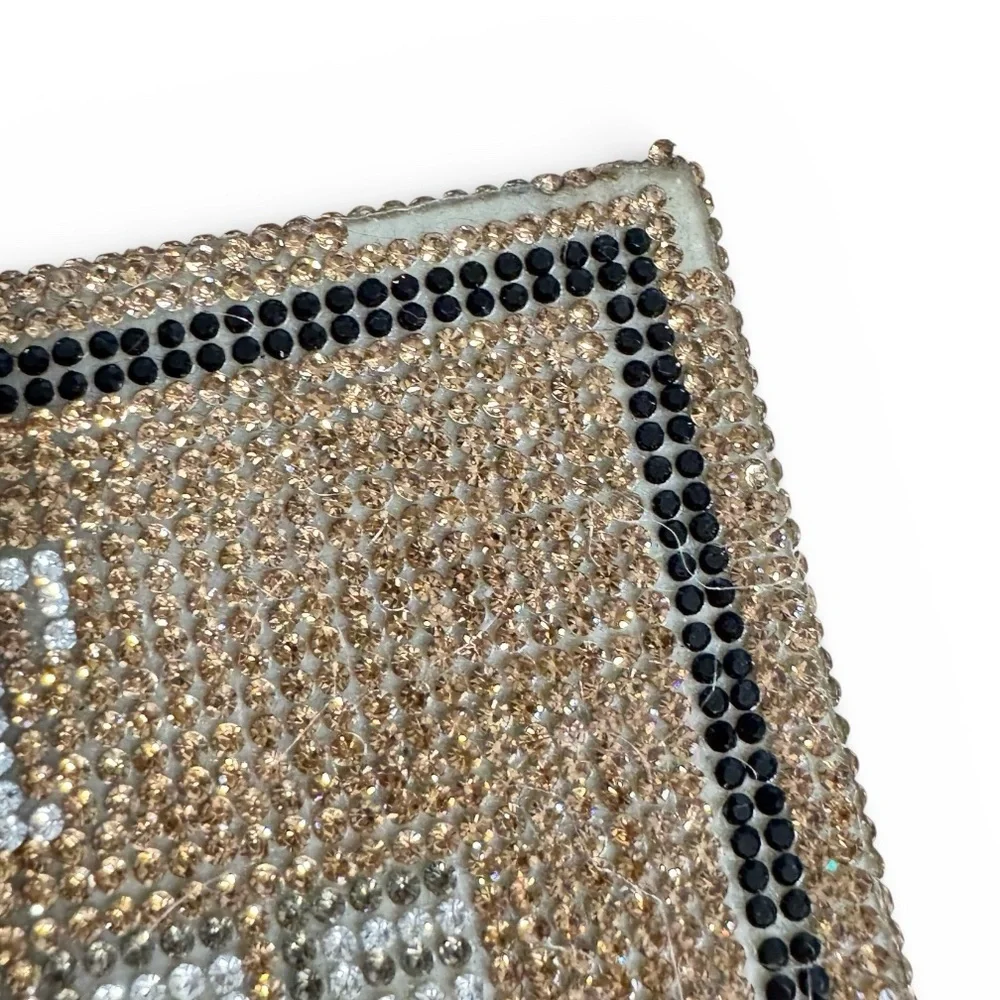 Gold Cash Rhinestone Crystal Clutch Purse No Limit Yolo Box Evening Bag